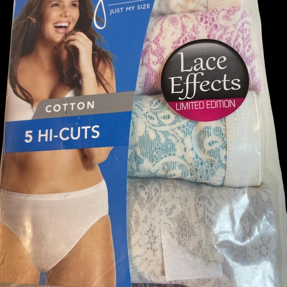 JMS Just My Size Lace Effects Cotton Briefs 5 Pack Underwear Panties Plus Sz 14 - Picture 4 of 13